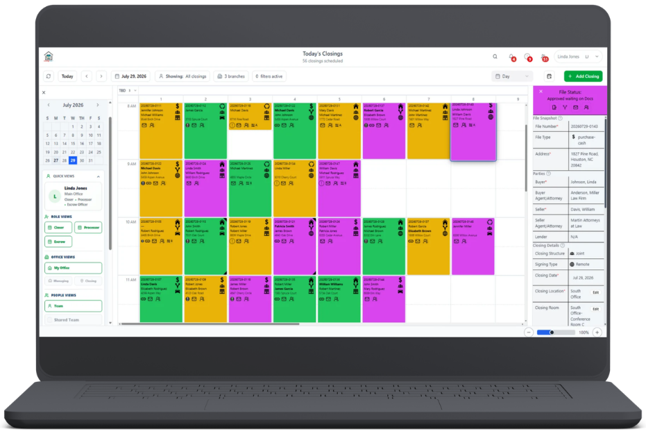 ClosingTrak™ scheduling interface preview
